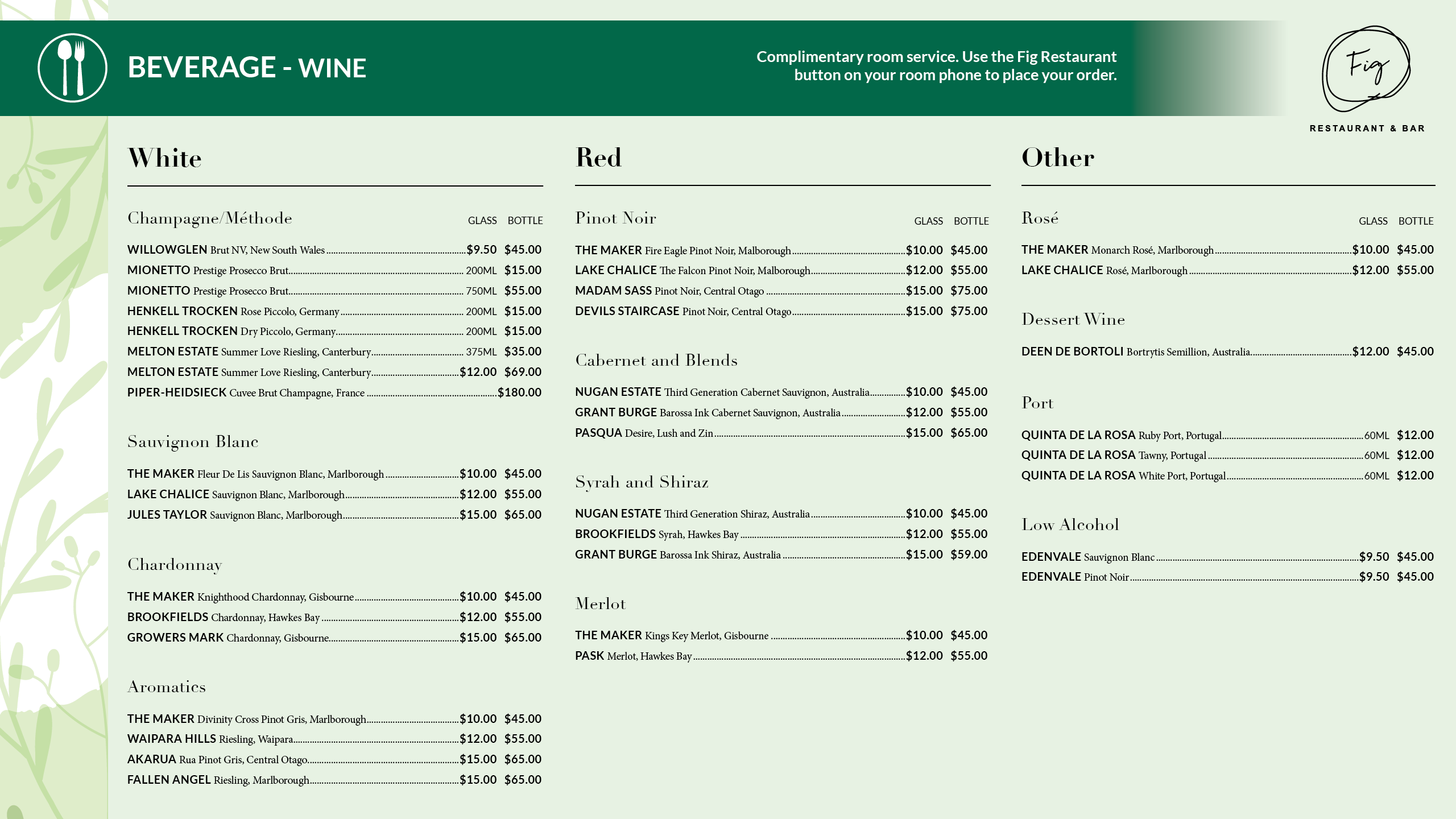 Fig Restaurant at Papanui, Christchurch Hotel Elms